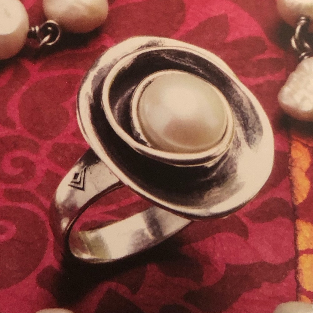 Silpada Sterling Silver Silver Freshwater Pearl Lily Pearl Ring R2121 Size 6